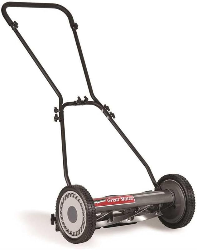 Great States 18-Inch 5-Blade Push Reel Lawn Mower, Grey, for a Precise