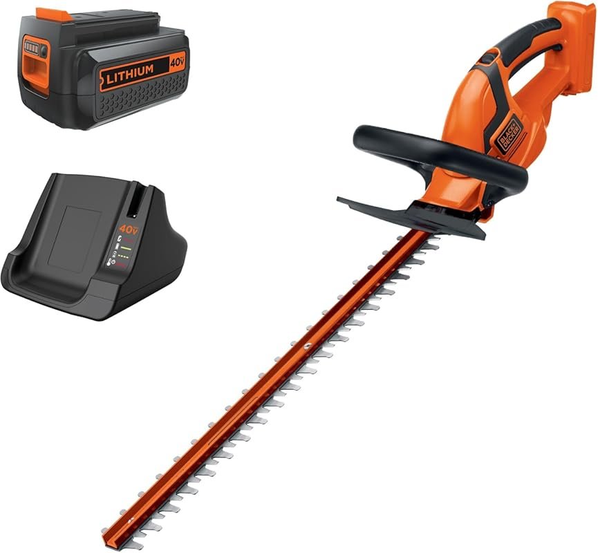 BLACK+DECKER 40V MAX 24-Inch Cordless Hedge Trimmer with Battery and C