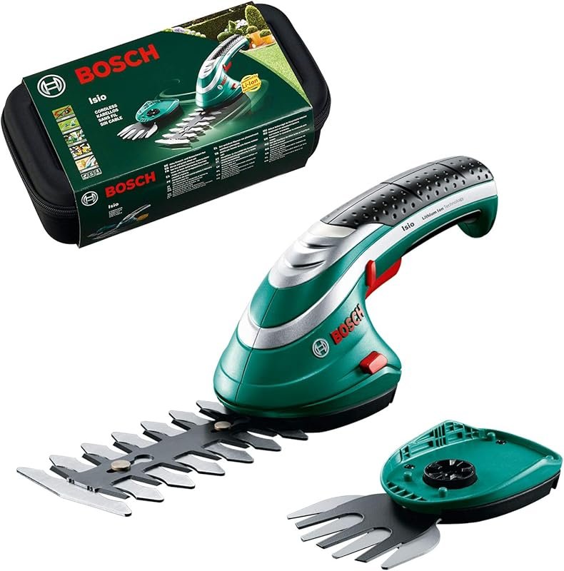 Bosch Isio Cordless Garden Tool Set with Rechargeable Battery and Atta