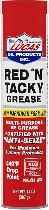 Lucas Oil 10005 Red N Tacky Grease 14oz Cartridge (10 Pack)