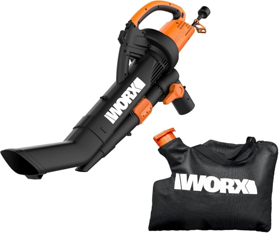 WORX WG509 Trivac 3-in-1 Electric Leaf Blower, Vacuum, and Mulcher for