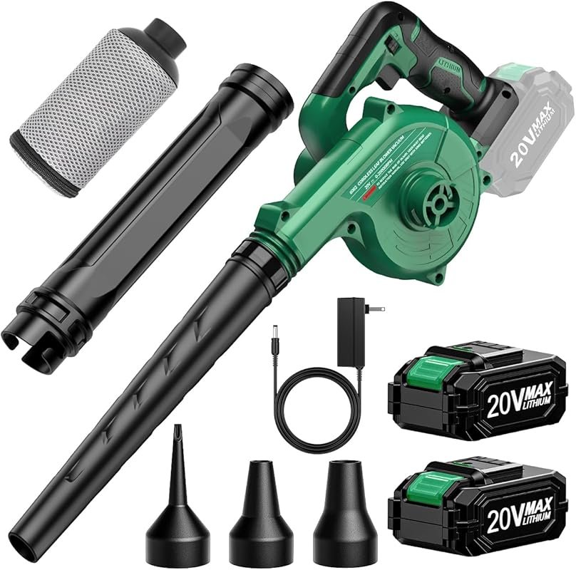 KIMO Cordless 4-in-1 Leaf Blower Vacuum: 20000RPM, 150MPH, 3 Nozzles, 