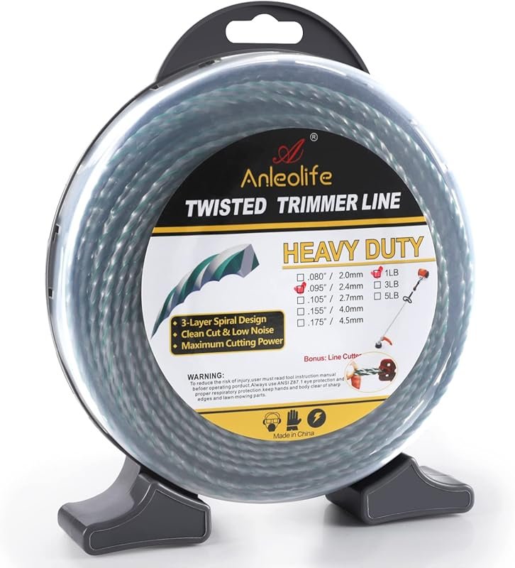 Anleolife .095-inch Heavy Duty Twisted Dual Core Spiral Trimmer Line D