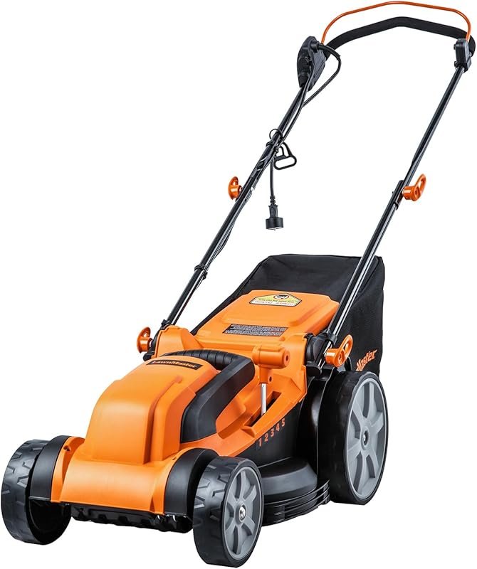 LawnMaster 16-Inch 12AMP Electric Corded Push Lawn Mower for Easy Yard