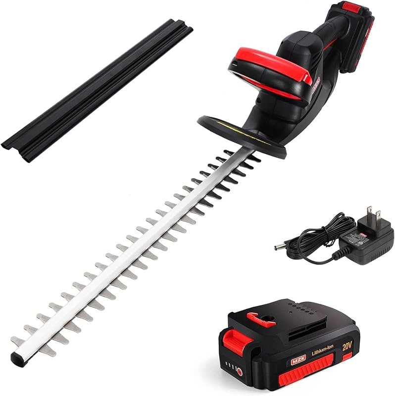 MZK 22'' Cordless Hedge Trimmer, 20V Bush Trimmer with Battery & Charg