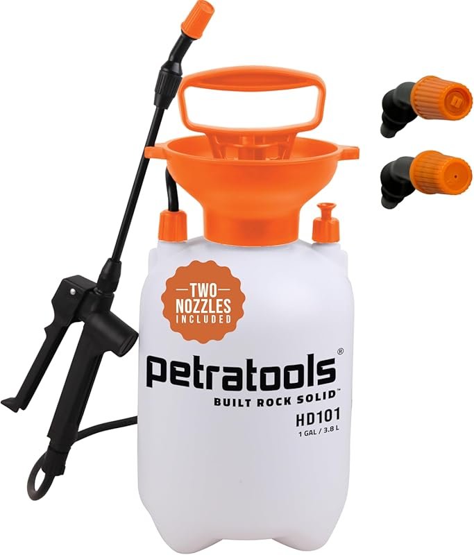 Petratools HD101 1 Gallon Pump Garden Sprayer with Long Hose, 2 Nozzle