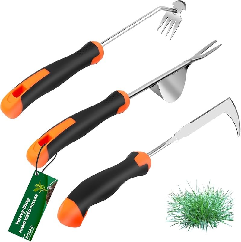 3Pcs 2026 Manual Hand Weeder Tool: Rubber Handle Uprooting Tool with 4