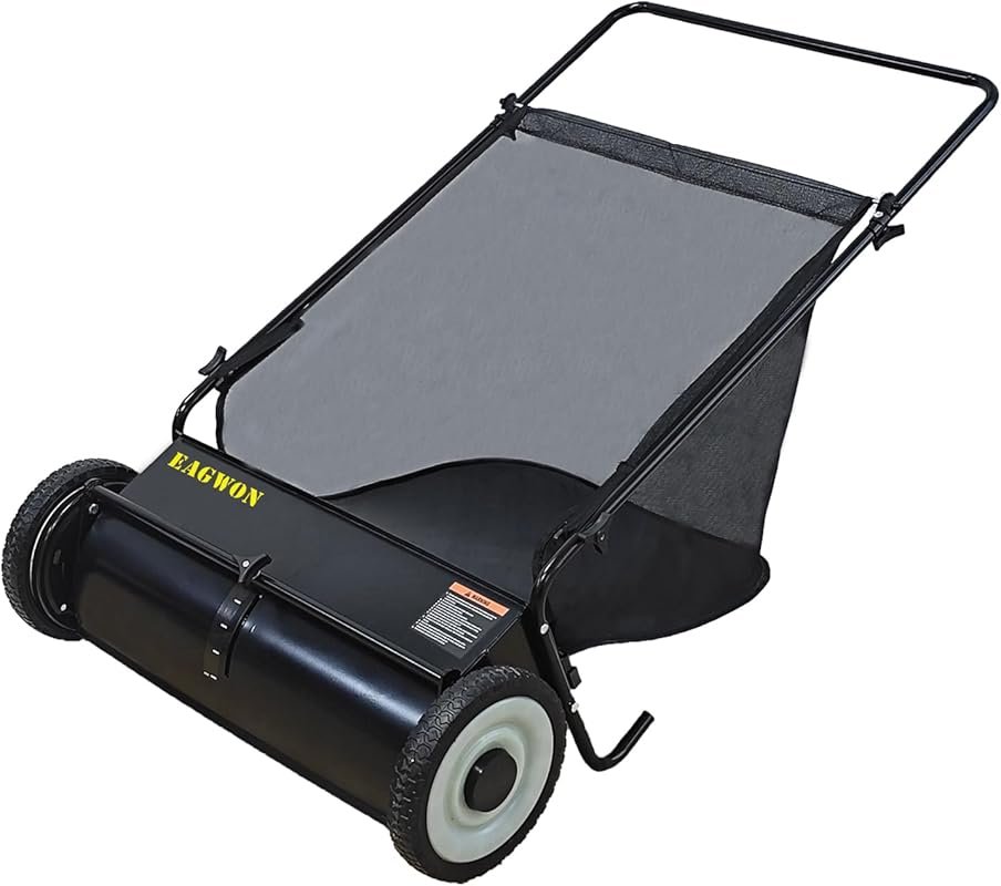 26-Inch Push Lawn Sweeper with 7 Cu. Ft. Hopper and 4 Spinning Brushes