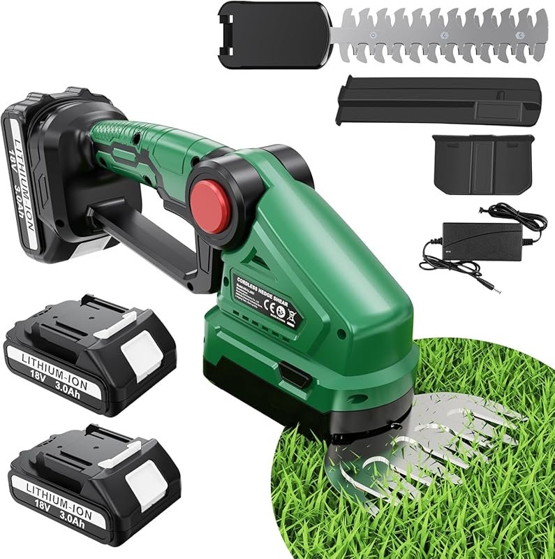 Cordless 2-in-1 Electric Hedge Trimmers Rechargeable with 2x 3.0Ah Bat