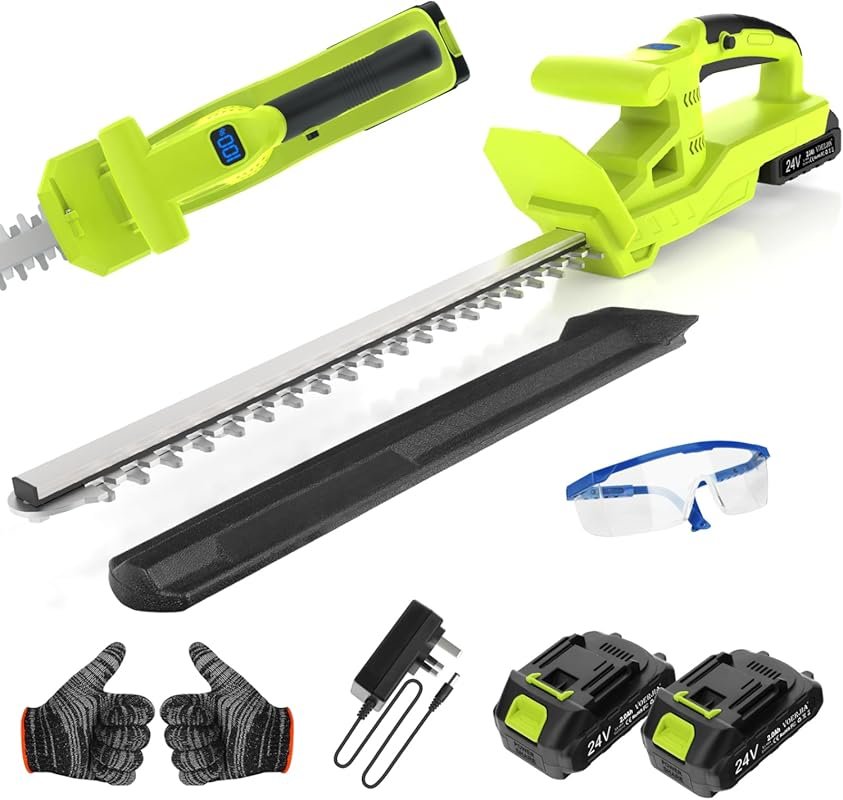 21V Cordless Electric Hedge Trimmer, 50cm Dual Action Blade, 750W, Inc