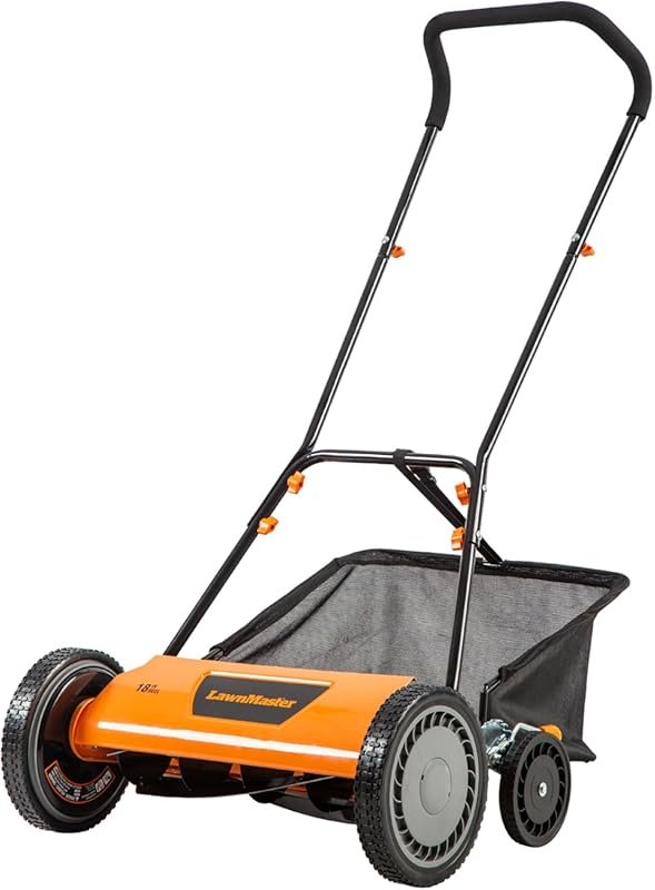 LawnMaster LMRM1801 18-Inch 5-Blade Push Reel Lawn Mower for Easy and