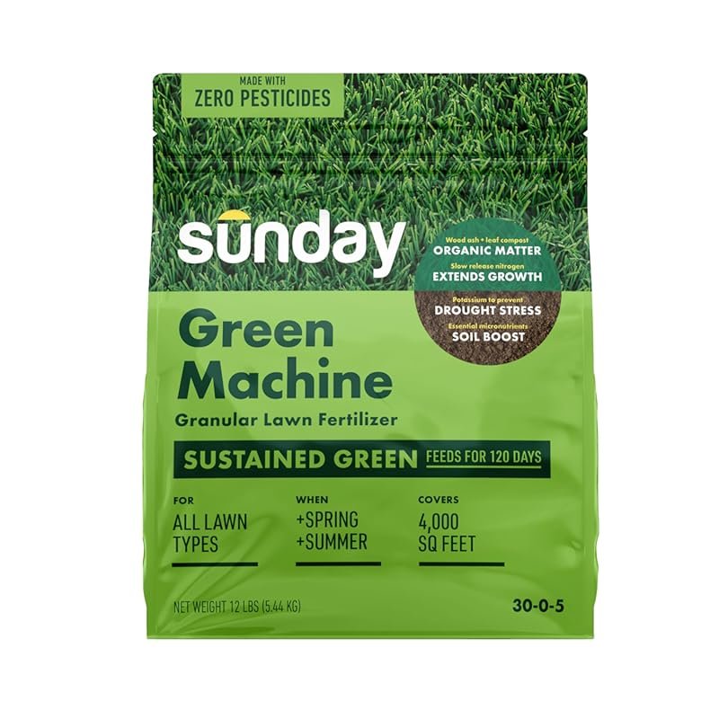 Sunday Green Machine Granular Lawn Fertilizer 30-0-5, 12lbs for 4,000 
