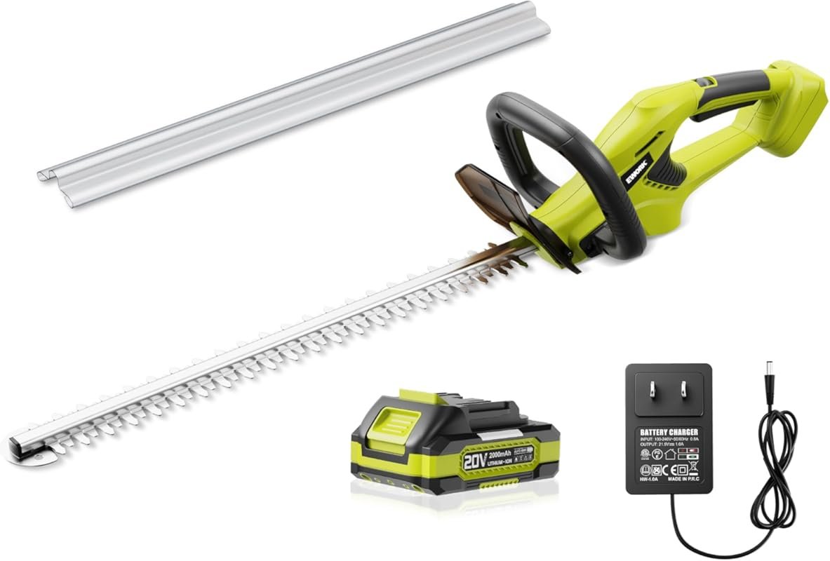 EWORK 22-Inch Cordless Electric Hedge Trimmer with Battery & Charger, 