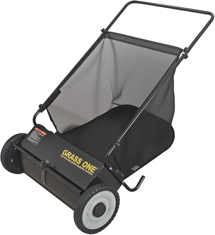 26 Inch Push Lawn Sweeper: Durable collector with 7 Cu.Ft bag, 4 brush