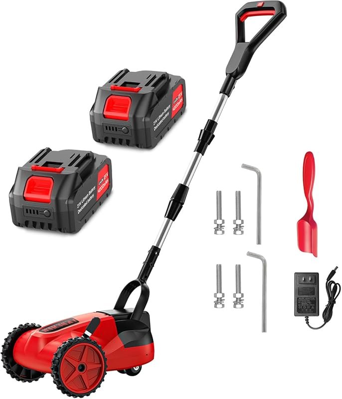 9-Inch 6000RPM Cordless Electric Lawn Mower with 2x4.0AH Batteries, Br