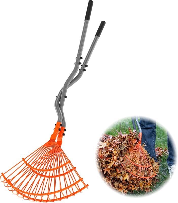 Walensee Heavy Duty Leaf Rake & Scooper: Long steel handle grabber for