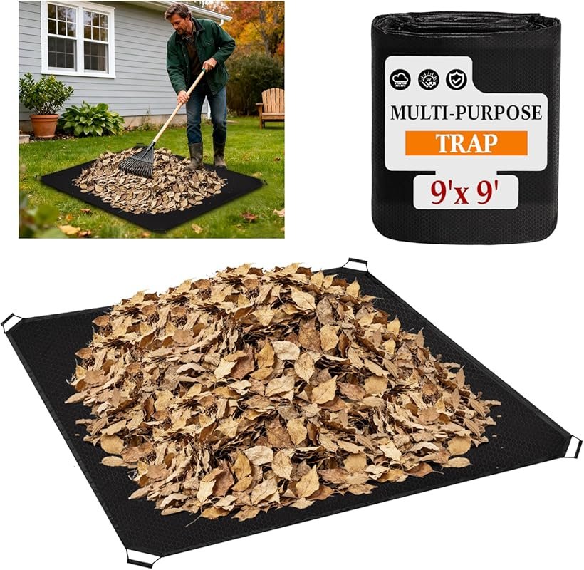 Heavy Duty Garden Leaf Tarp, Reusable Lawn Garden Cover with Drawstrin