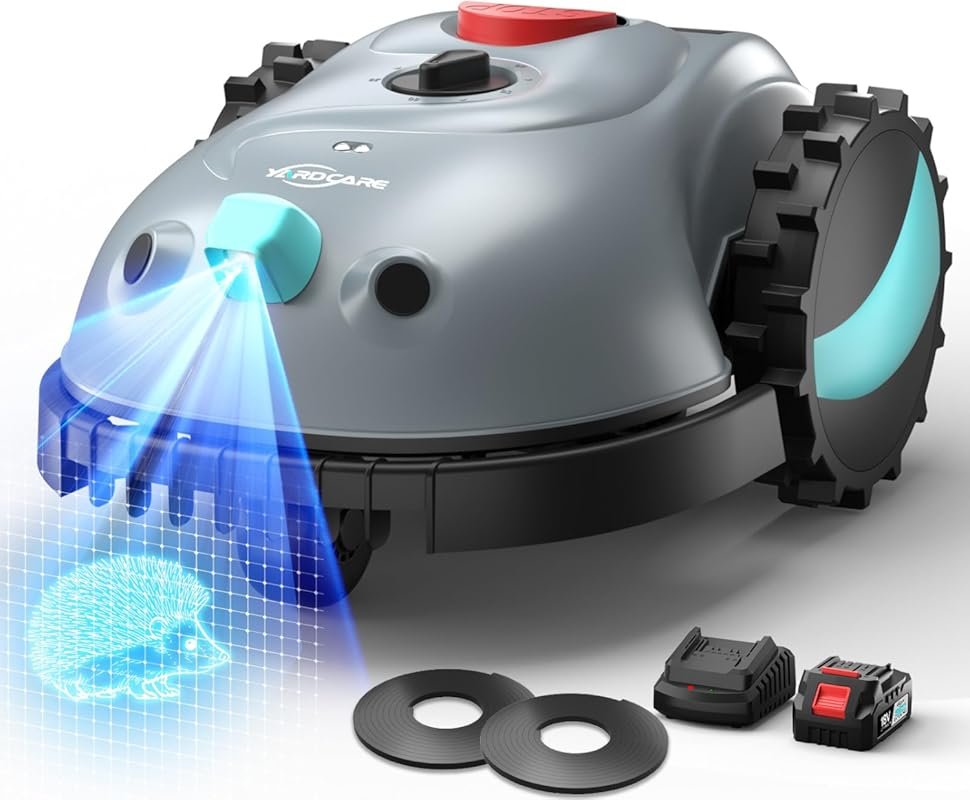 YARDCARE V100 Robot Lawn Mower: HD Vision, Smart Obstacle Detection, L