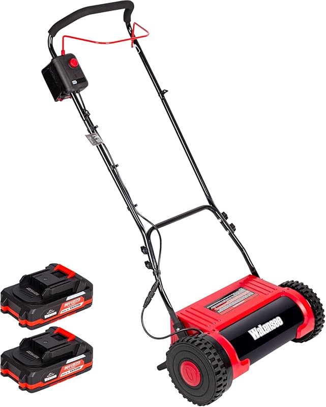 Walensee 16-Inch Cordless Electric Reel Lawn Mower, Battery Powered wi