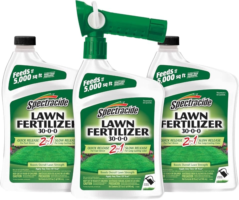 Spectracide 30-0-0 Lawn Fertilizer – 3-Pack, 2-in-1 Formula for Thick 