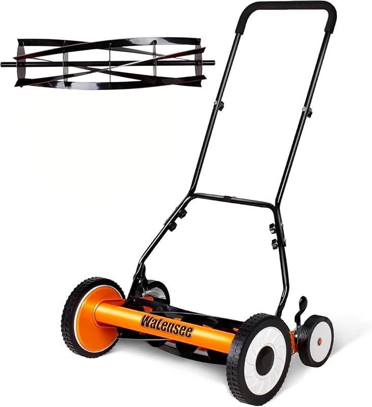 Walensee 20-Inch 5-Blade Push Reel Lawn Mower: Cordless Manual Steel M