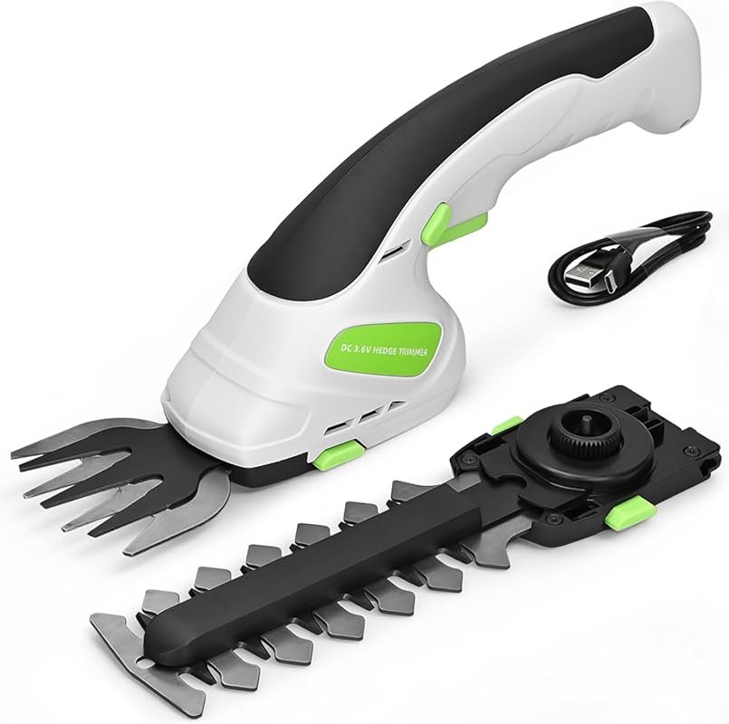 2-in-1 Cordless Hedge Trimmer & Grass Shear: Handheld Electric Trimmer
