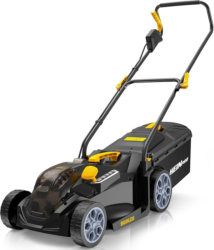 HEINPRO 14-Inch Cordless Brushless Electric Lawn Mower for Small Yards