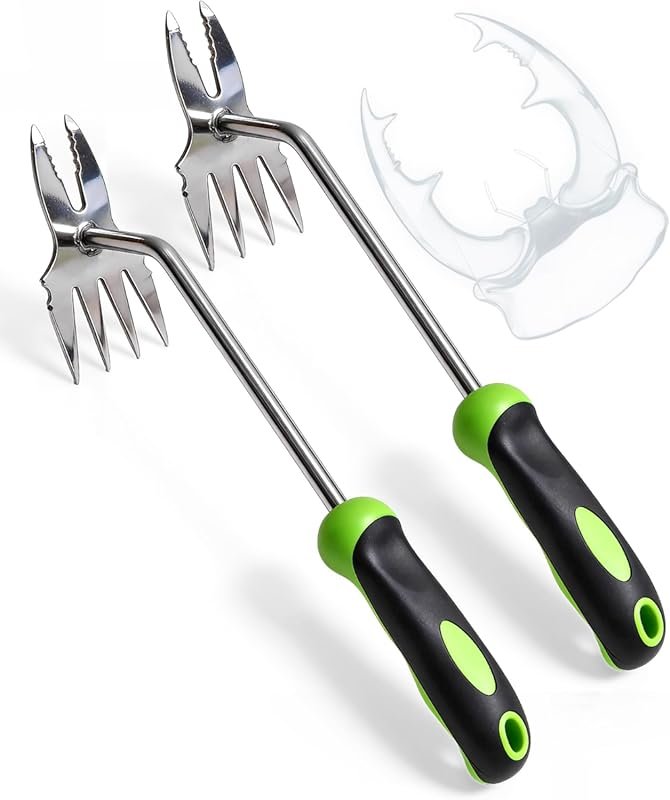 2 Pack Heavy-Duty Stainless Steel Hand Weeder Puller: Ergonomic Handle