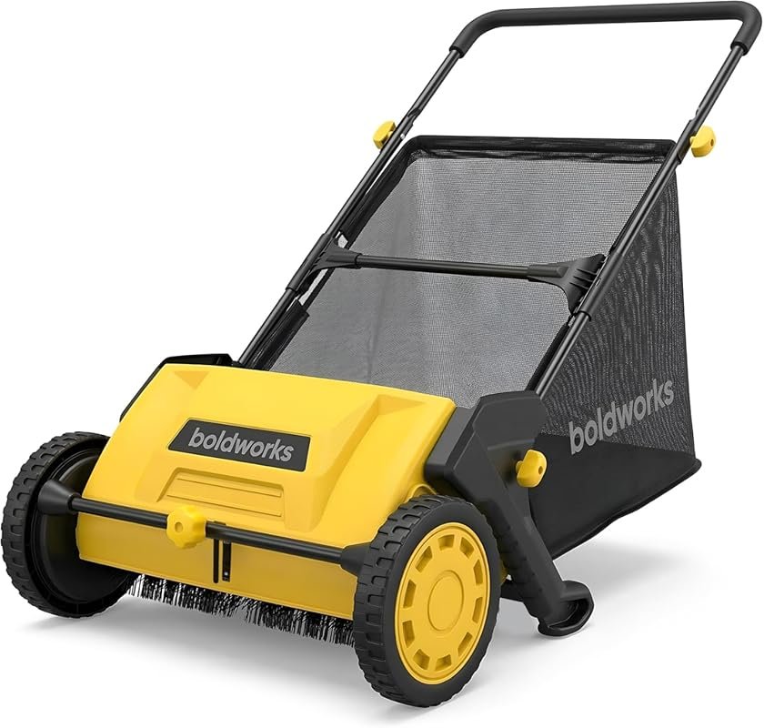 21-Inch Walk-Behind Push Lawn Sweeper with 103L Hopper Bag for Yard Cleanup