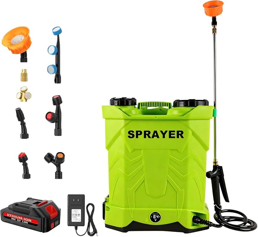 5.3 Gallon Battery Powered Backpack Sprayer, 100 PSI Electric Garden W