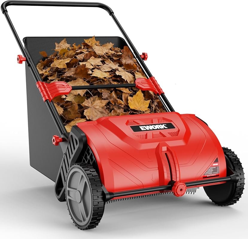 EWORK 26-Inch Push Lawn Sweeper with 3.5 cu.ft. Hopper Bag for Yard Le