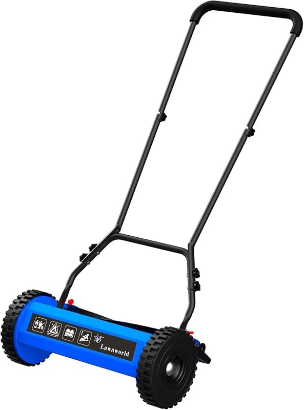 14-Inch 5-Blade Manual Reel Lawn Mower with Tool-Free Blade Adjustment