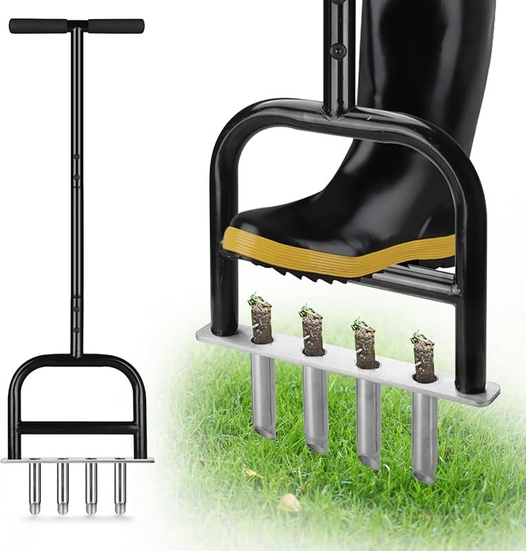 Coring Grass Aerator Tool: Heavy Duty Steel Manual Plug Aerator for Ef