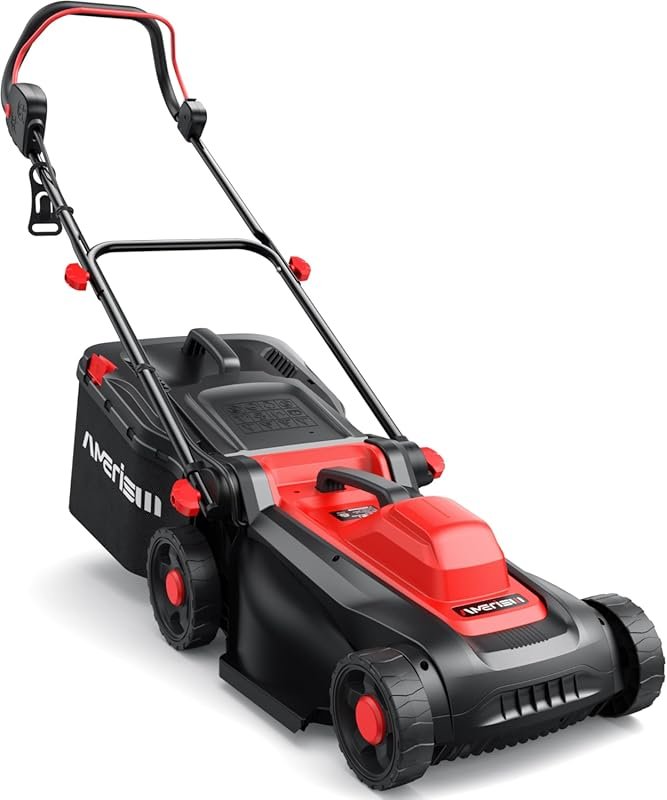 AMERISUN 14-Inch Corded Electric Lawn Mower with 12.5 Amp, Mulching & 