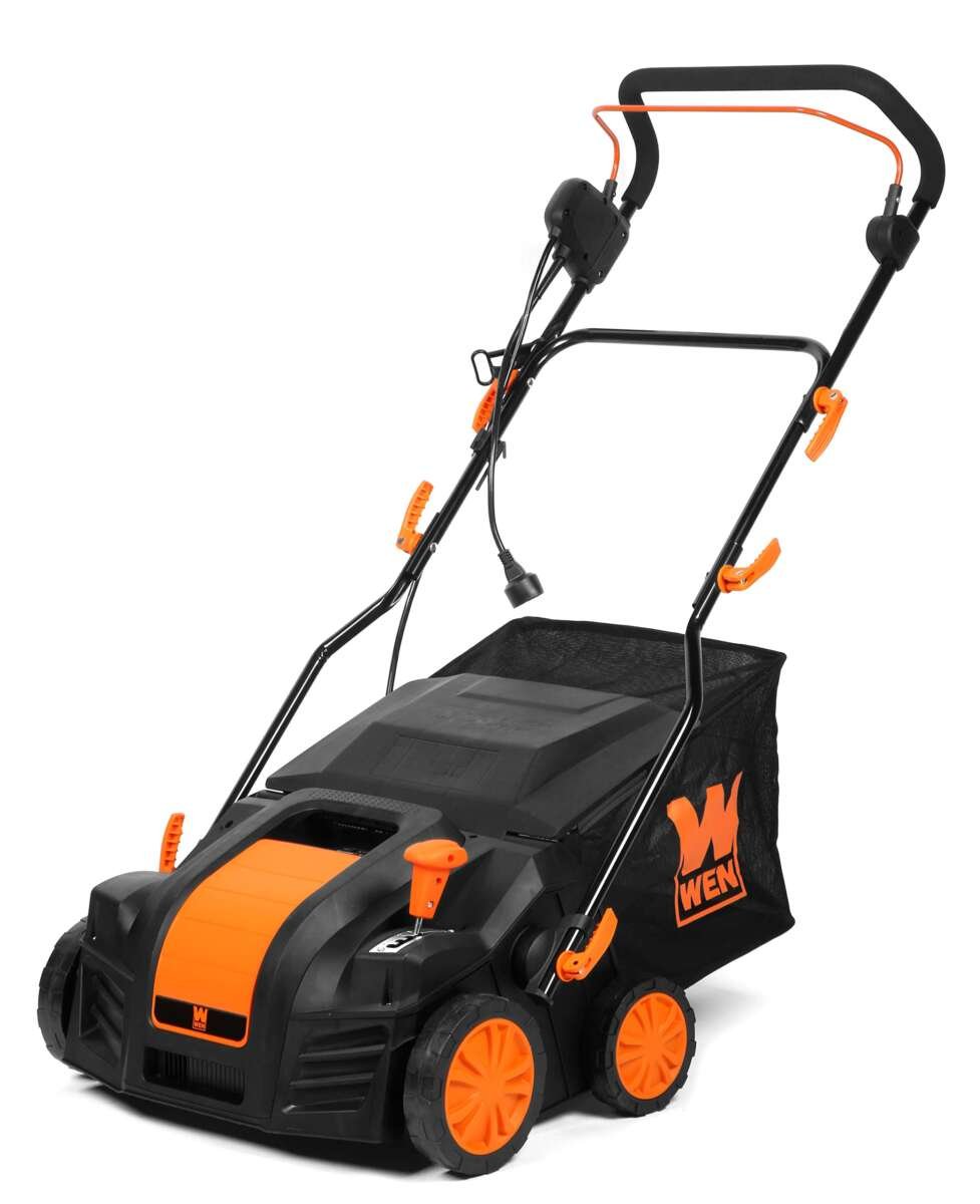 WEN DT1516 16-Inch 15-Amp 2-in-1 Electric Dethatcher and Scarifier with Collecti