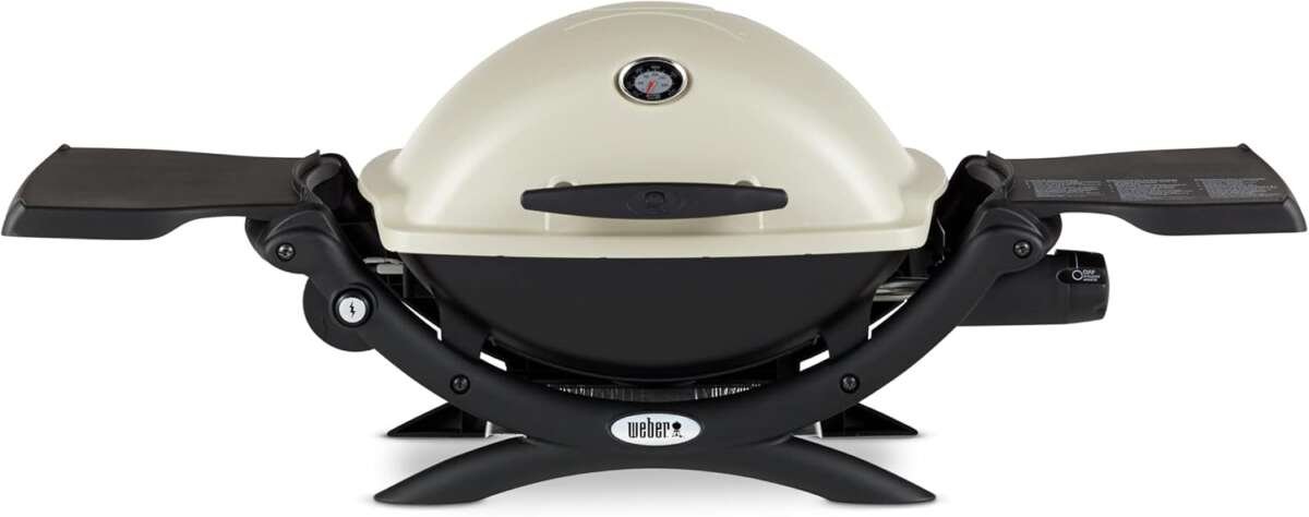 Weber Q1200 Titanium Portable Gas Grill: 1-Burner Travel & Camping wit