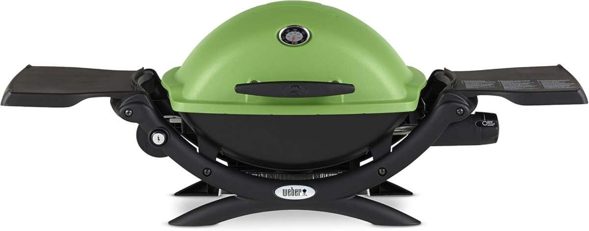 Weber Q1200 Green Portable Gas Grill: 1-Burner Travel & Camping with C