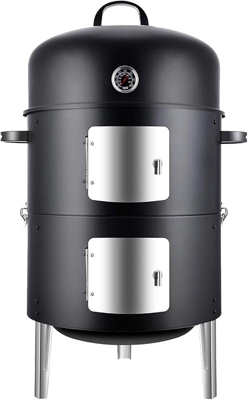 Realcook 17 Inch Vertical Steel Charcoal Smoker: Heavy Duty Outdoor BB