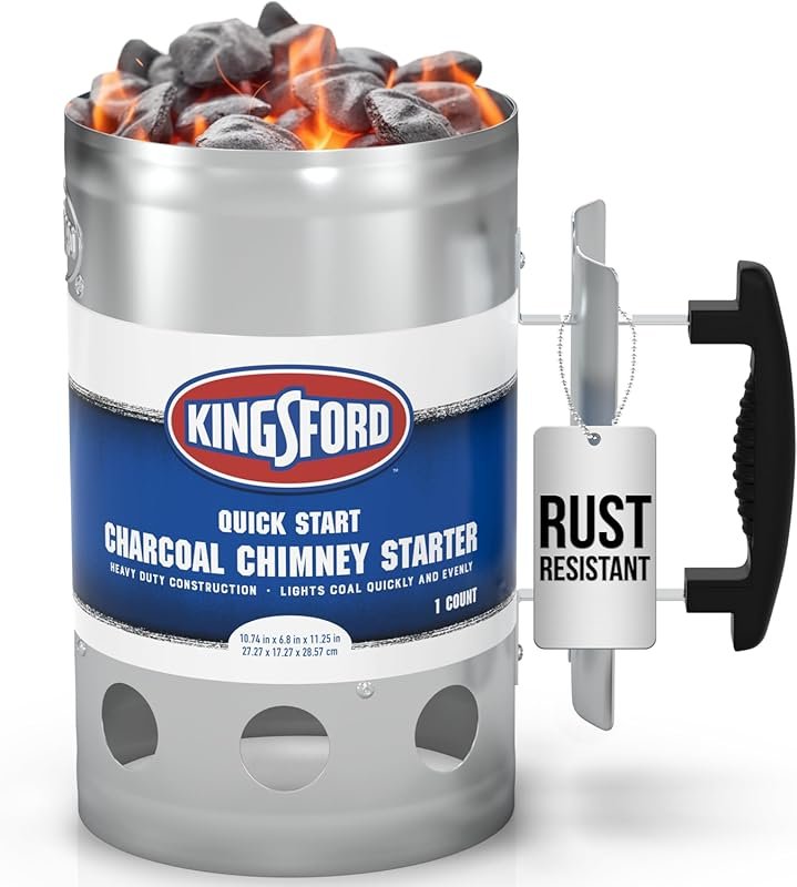 KINGSFORD Heavy Duty Deluxe Charcoal Chimney Starter with Heat Shield & Vented Base