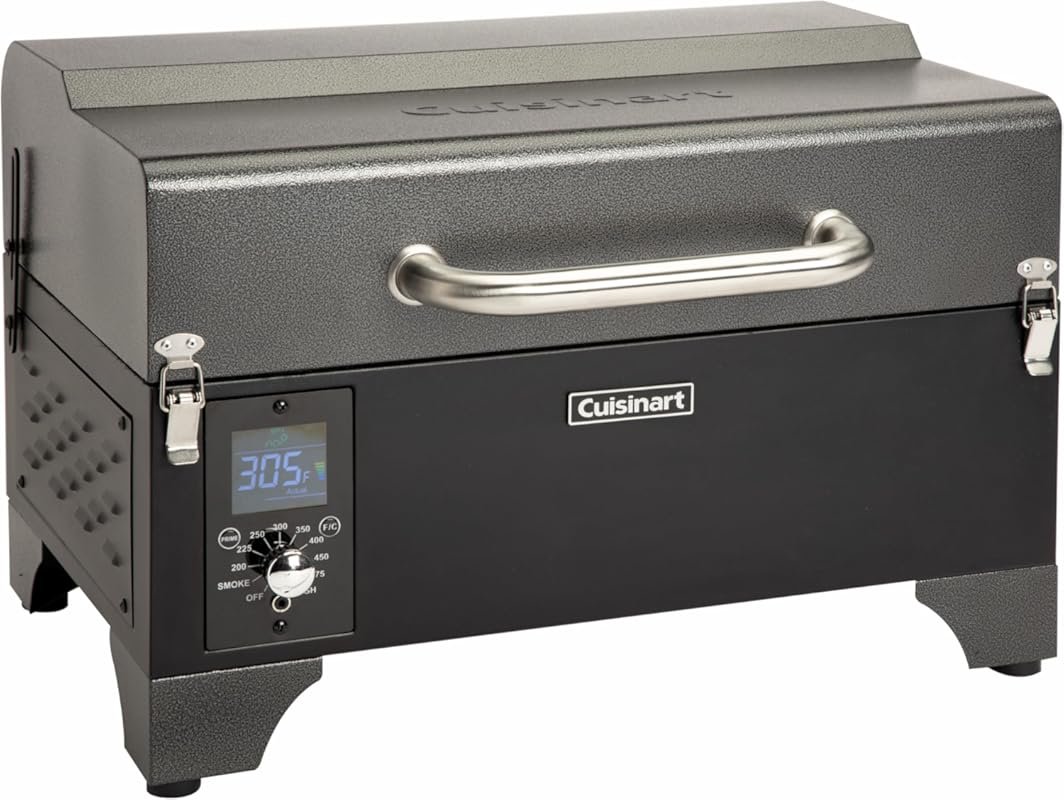 Cuisinart 8-in-1 Portable Wood Pellet Grill and Smoker, Compact Design
