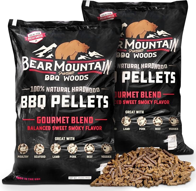 Bear Mountain 2-Pack Gourmet Wood Pellets for Smoker and Grill, 20 lbs