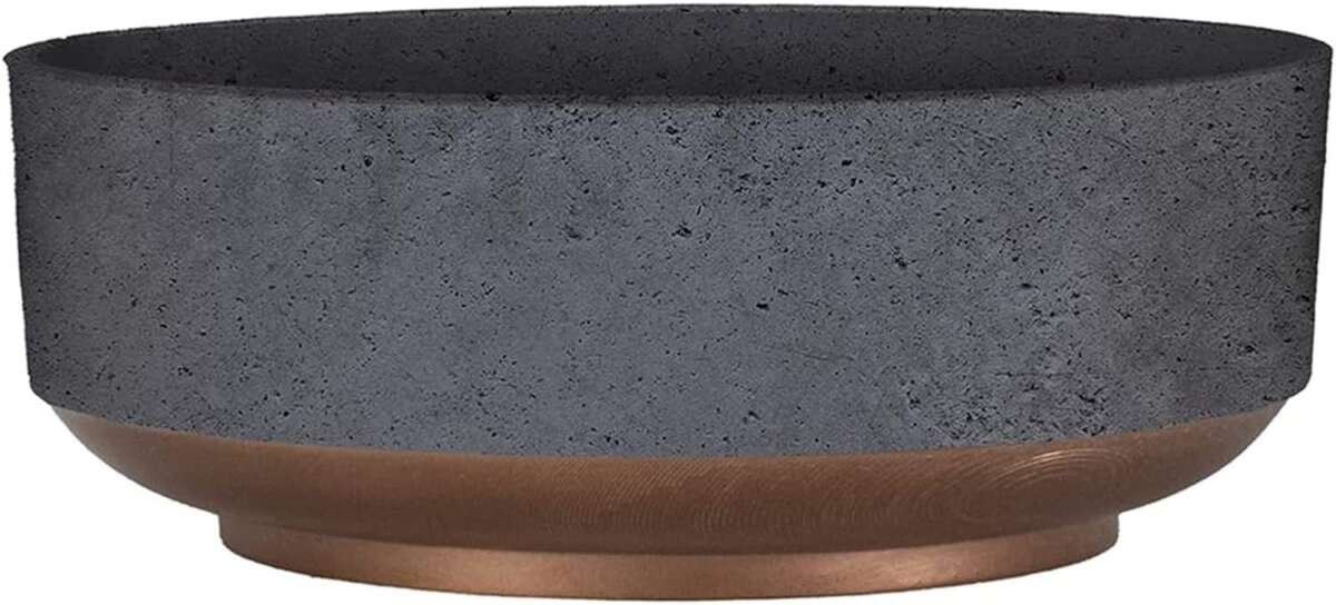 The HC Companies 8 Inch Faux Concrete Capri Bowl Planter with Copper B