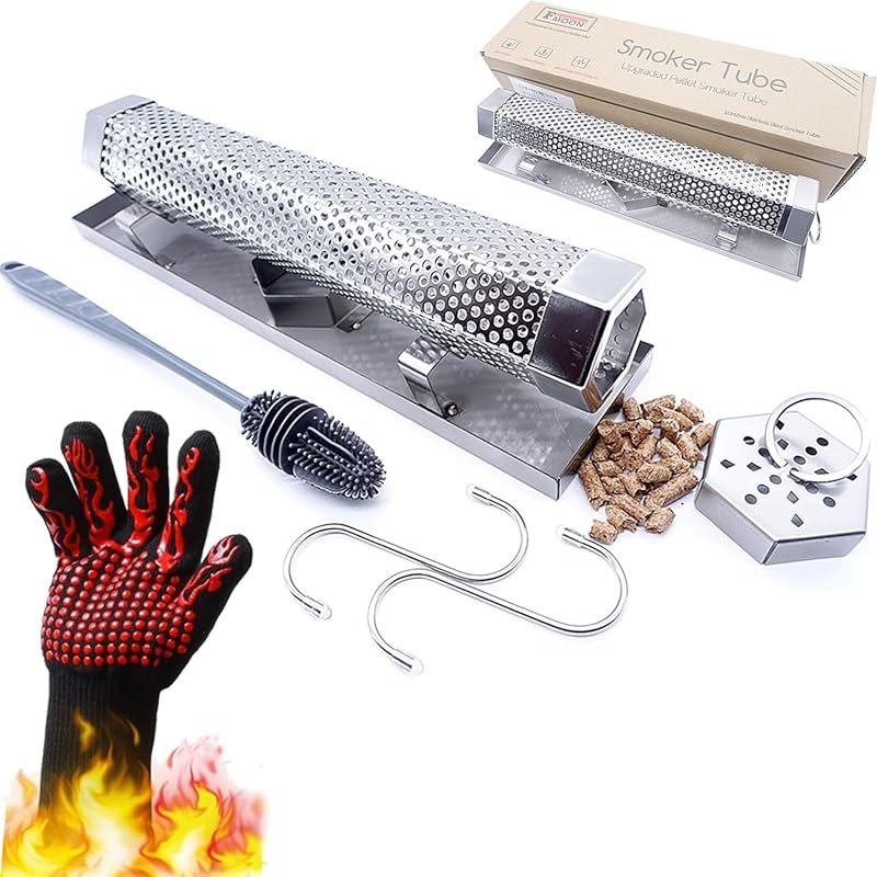 12'' Pellet Smoker Tube with Stainless Steel Tray - 5 Hours of Smoke f