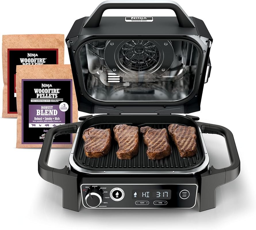 Ninja Woodfire Series 7-in-1 Grill, BBQ, Roast, and More, Portable wit