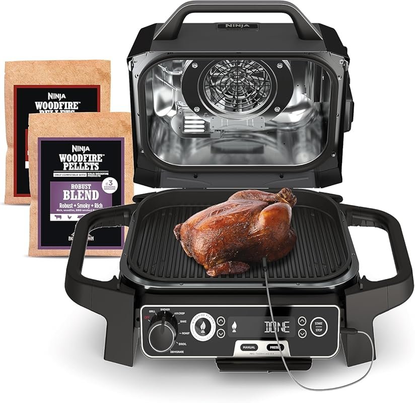 Ninja OG751 Woodfire Pro Outdoor Grill: 7-in-1 Master Grill with Built