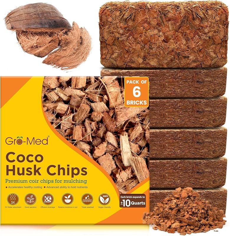 Gro-Med Coco Chips – 6-Pack 500g Organic Coconut Husk Chips for Pottin