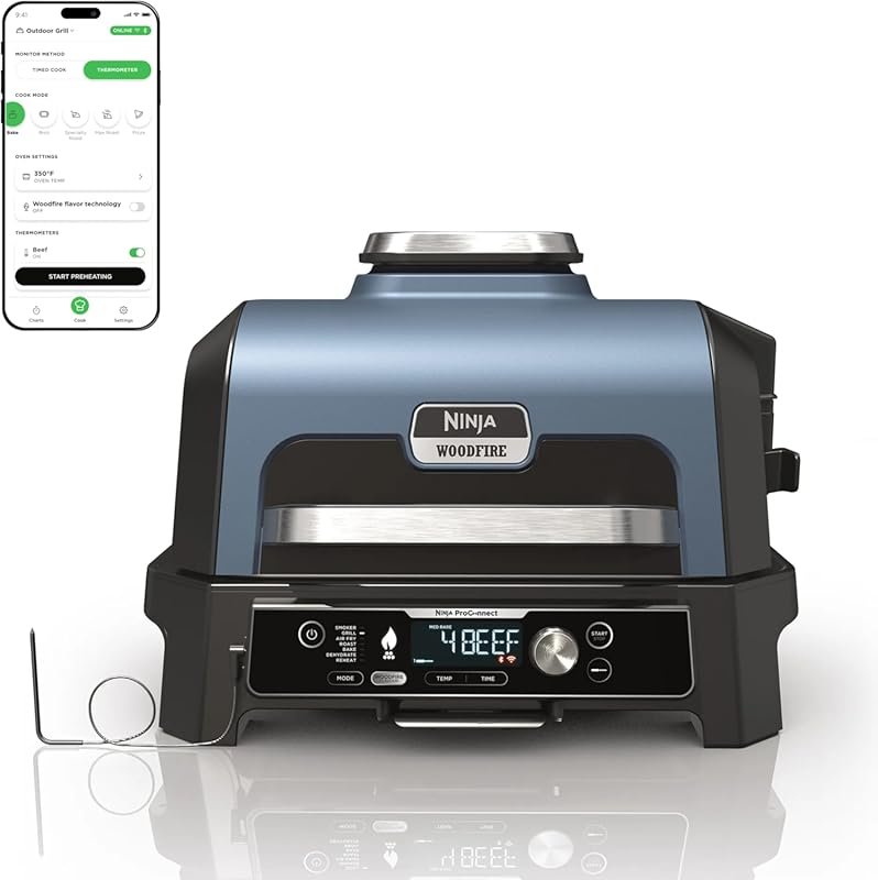 Ninja OG951 Woodfire Pro Connect Premium XL Outdoor Grill & Smoker, Bl