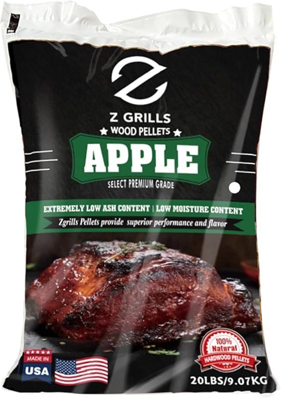 Z GRILLS 100% All-Natural Apple Wood Pellets for Smoker Grill and BBQ, 20lbs