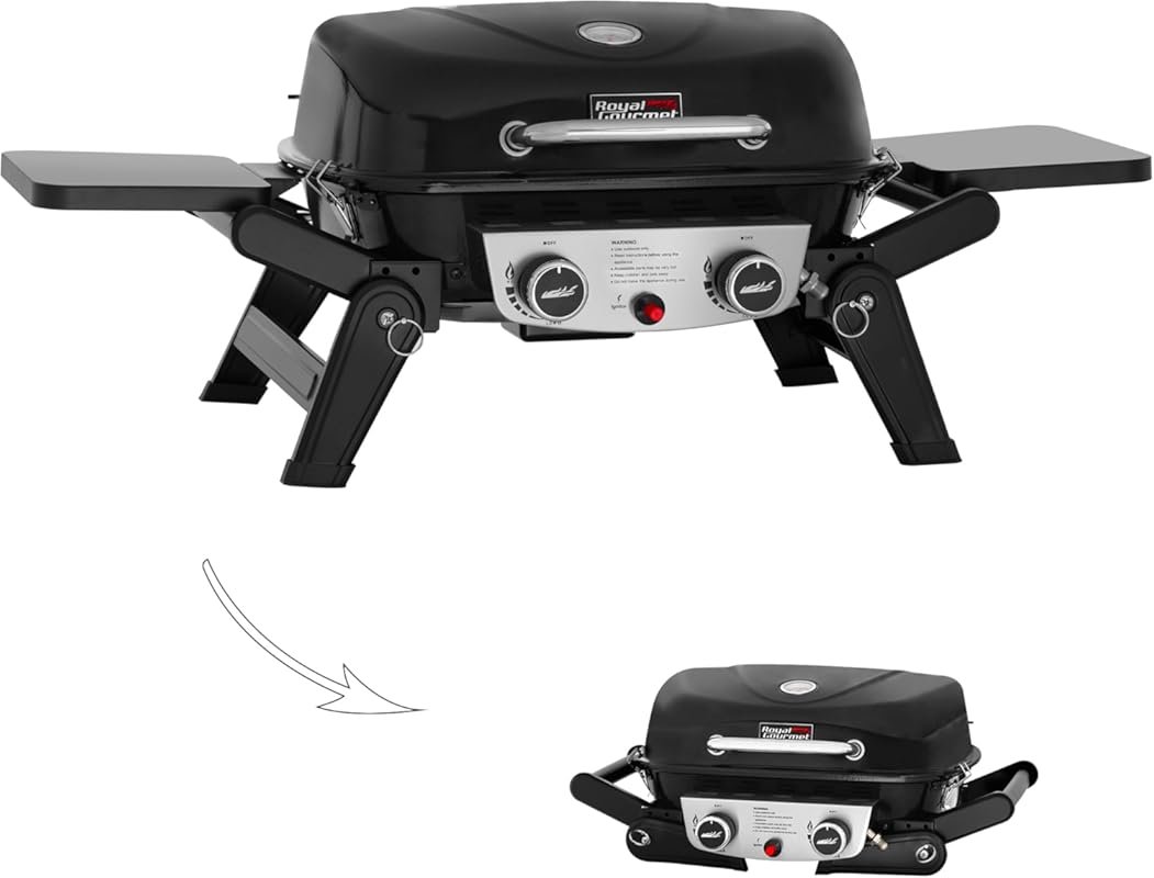 Royal Gourmet GT2005 2-Burner Portable Propane Gas Grill with Foldable