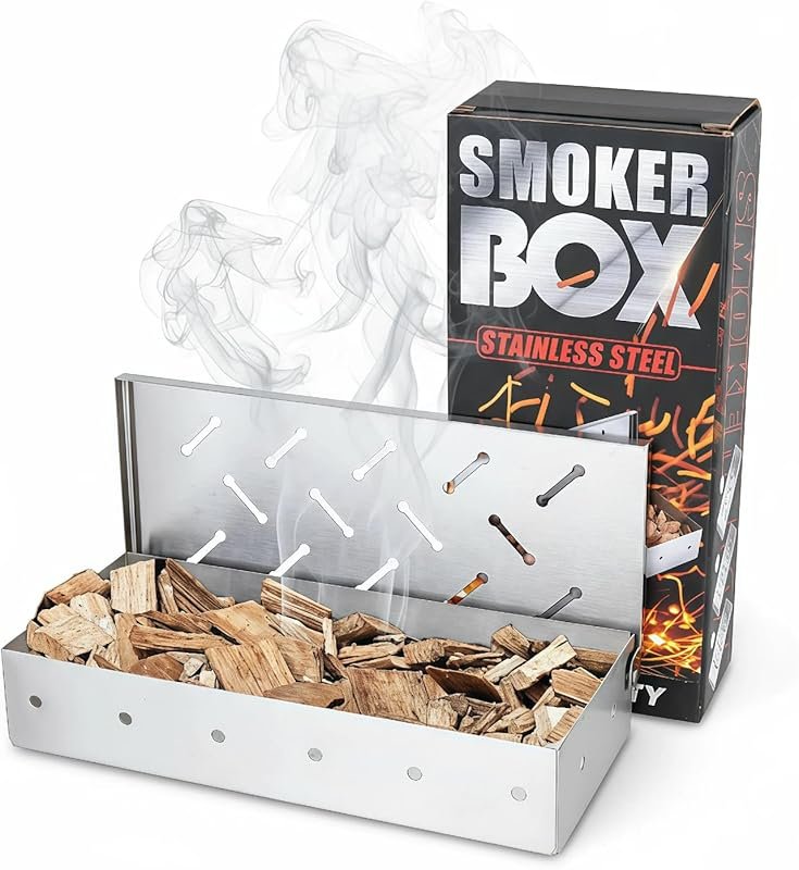 Stainless Steel Smoker Box for Gas Grill, Heavy Duty Wood Chip Pellet